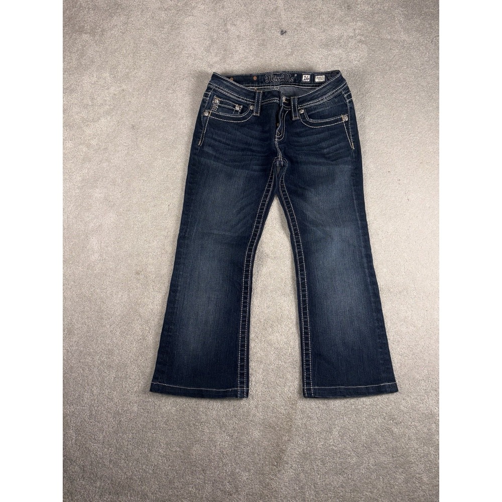 miss me girls size 16 cropped boot cut jeans Hemmed Embellished Pockets‎
